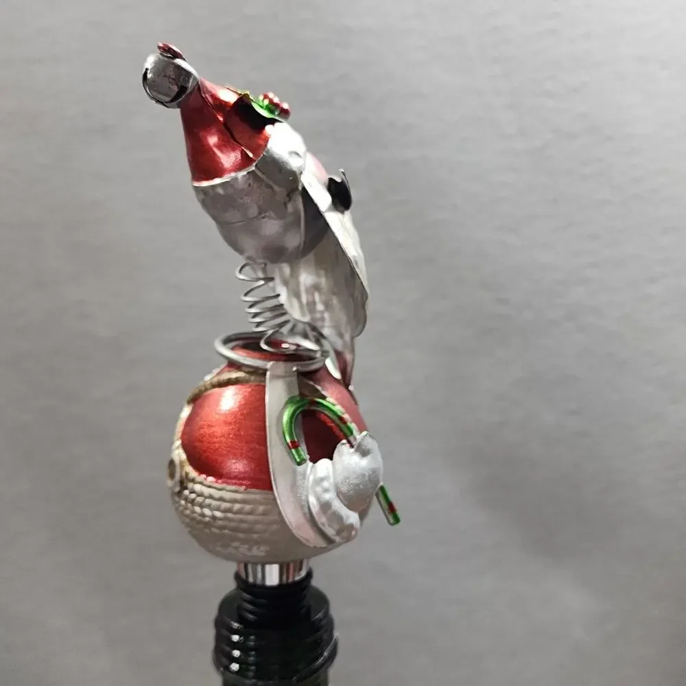 Handcrafted Santa Clause Metal Holiday Wine Bottle Stopper Topper Pier 1 NIP